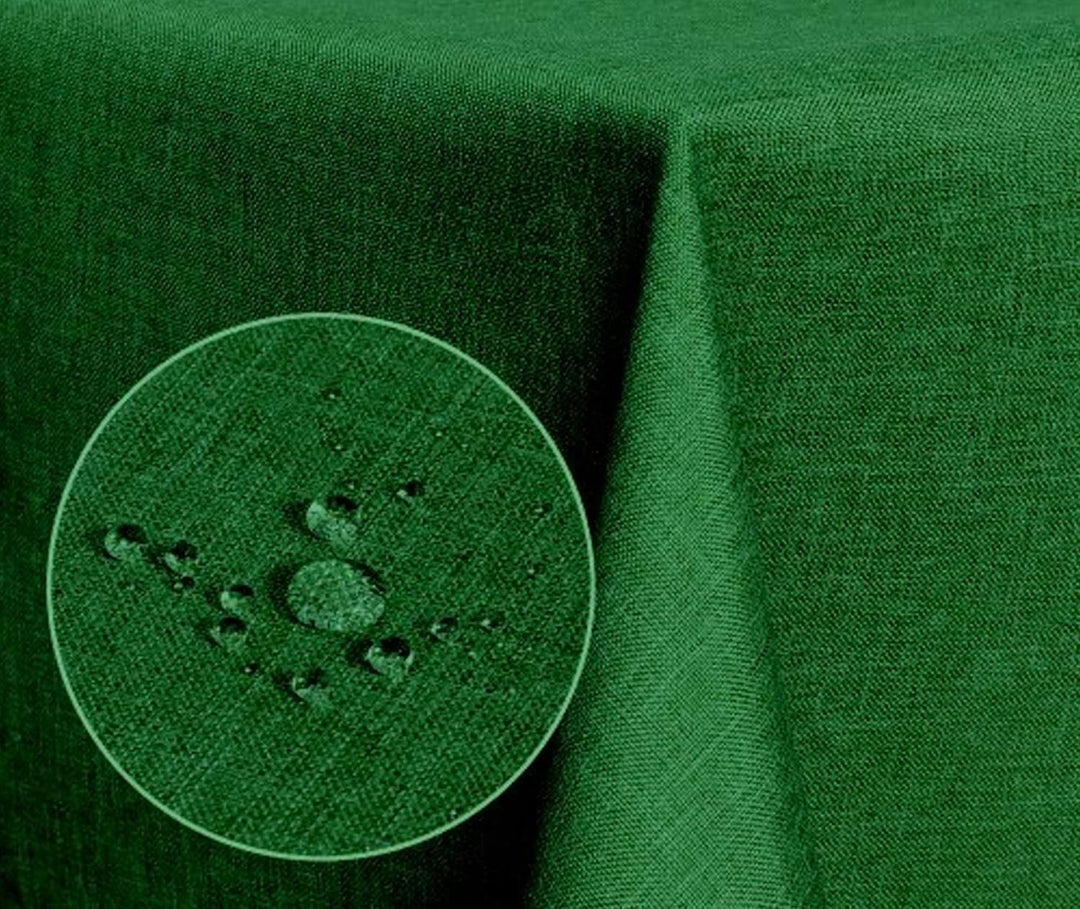 Textil Tischdecke - Leinen Optik - wasserabweisend oval (dunkelgrün, oval 160x260) Dunkelgrün oval 1
