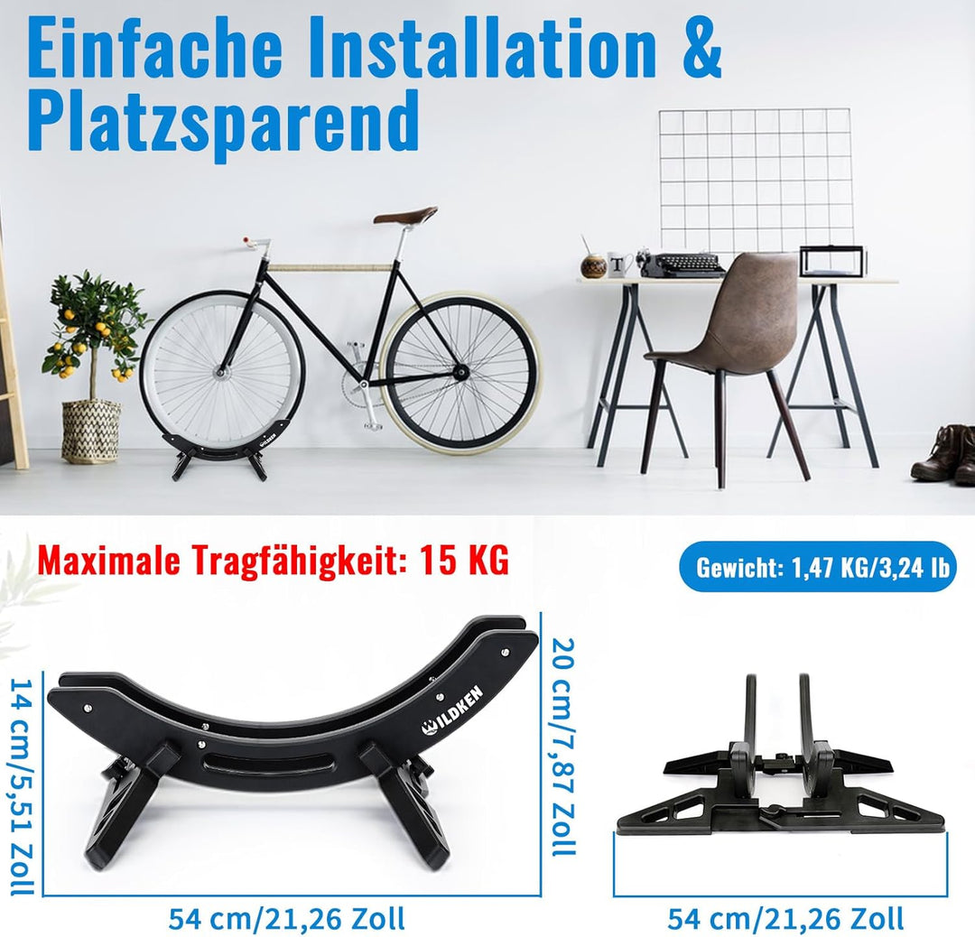 WILDKEN Fahrradständer Boden für Mountainbikes Rennräder MTB 25-80mm Fahrradreifen, Verstellbare Was