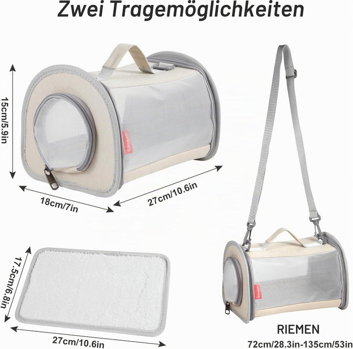 Kleintiertransporttasche – Atmungsaktive Perspektivtasche für Meerschweinchen, Kaninchen &amp; Co. – Ide