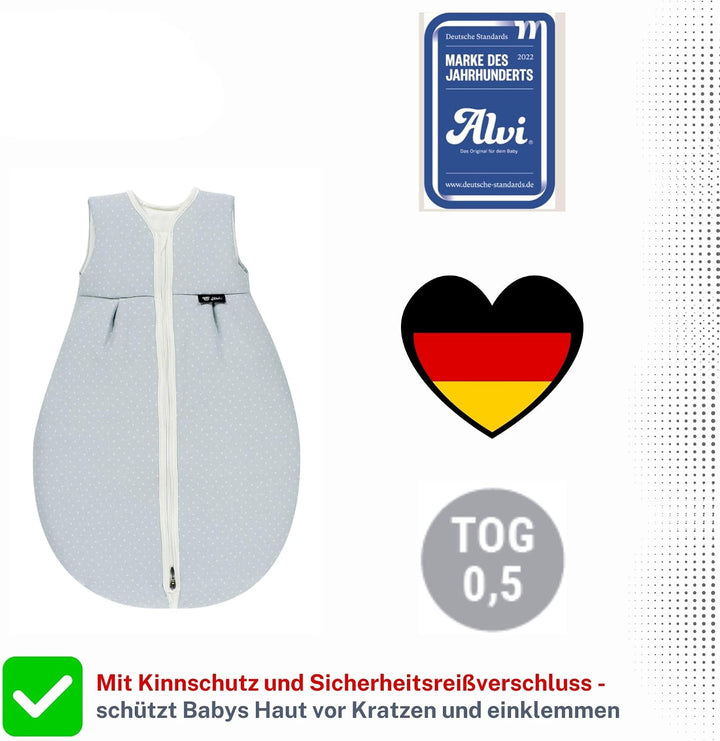 Alvi Schlafsack Baby Mäxchen light I leichter Babyschlafsack ärmellos I Sommerschlafsack Jungen und