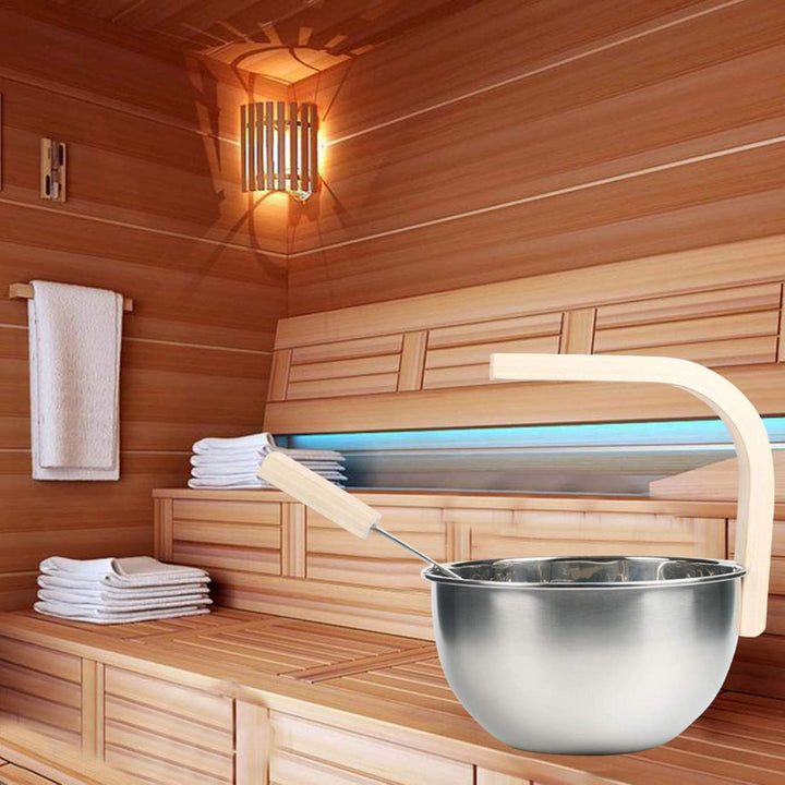 Chuanfeng Sauna Eimer Mit Kelle Edelstahl 4L Saunakübel Hochwertiges Sauna Zubehör Saunaeimer Set