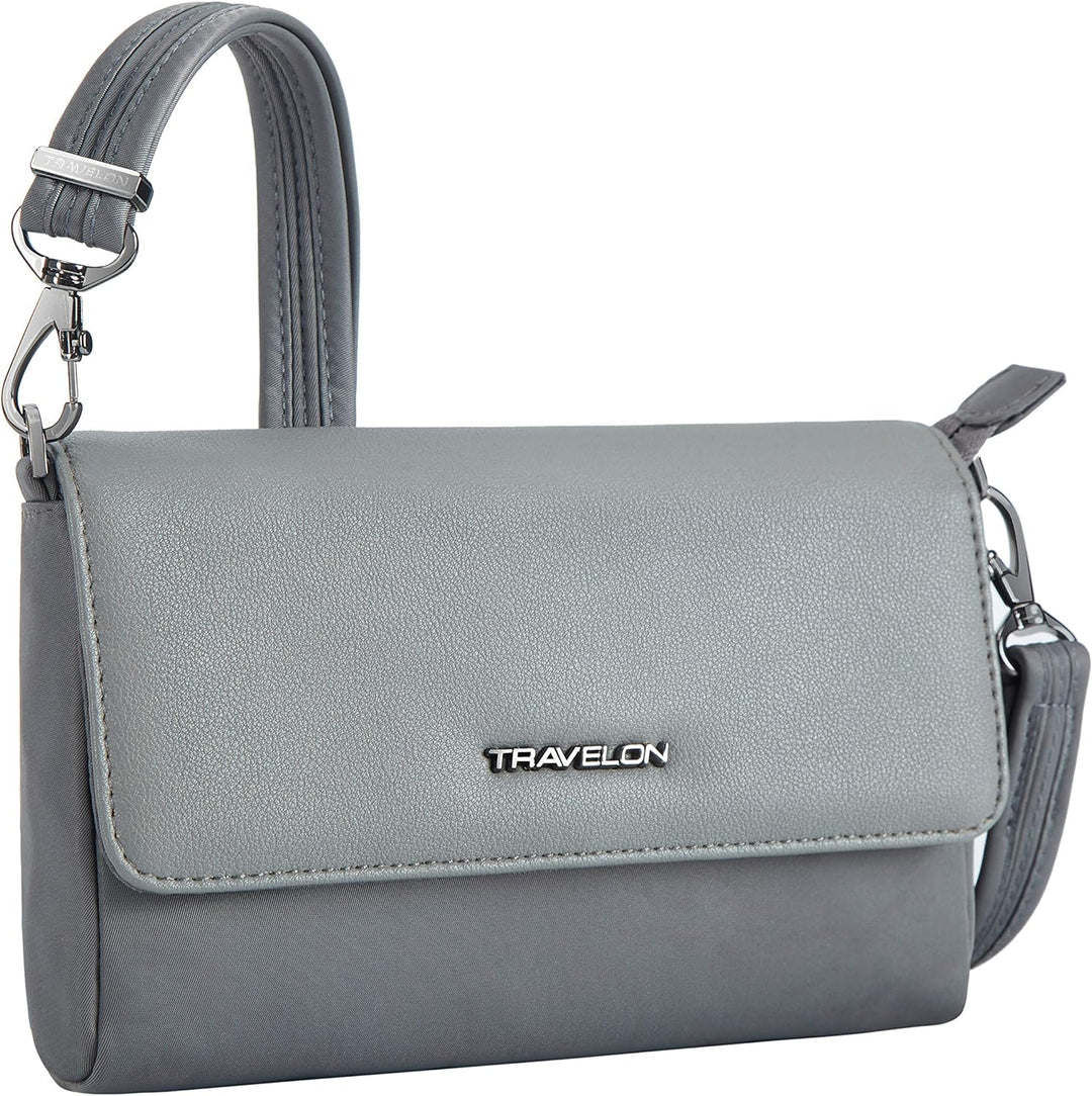 Travelon Unisex Addison Convertible Crossbody, Anti-Diebstahl, Gürteltasche, grau, Grau