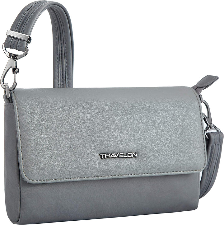 Travelon Unisex Addison Convertible Crossbody, Anti-Diebstahl, Gürteltasche, grau, Grau