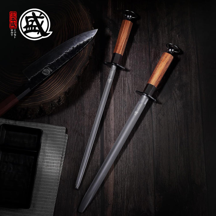 MITSUMOTO SAKARI 44 cm Japanischer Professioneller Messerschärfer Stab, Wetzstab aus Hochwertigen Di