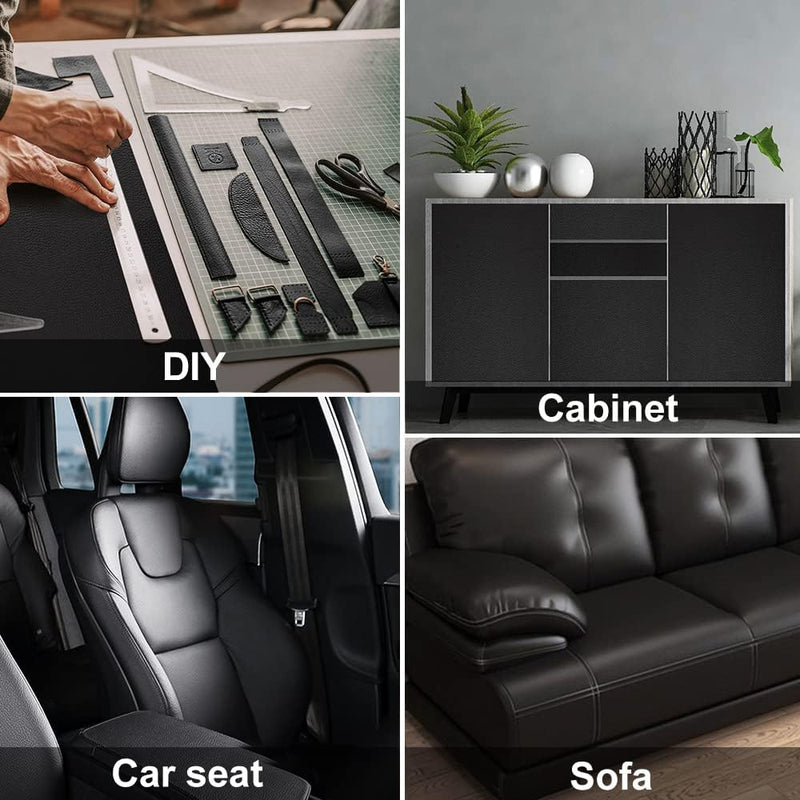GELAISI Kunstleder Selbstklebend 60*200cm Schwarz Leder Patch Kit Selbstklebende Lederflicken,Ledero