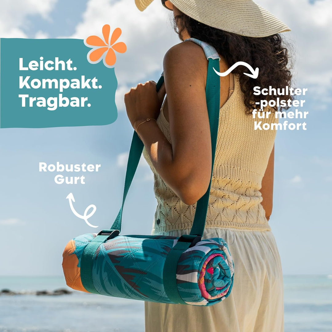 Twinzee Picknickdecke 200x200 cm Wasserdicht - Waschbare Stranddecke XXL für Strand, Camping, Outdoo
