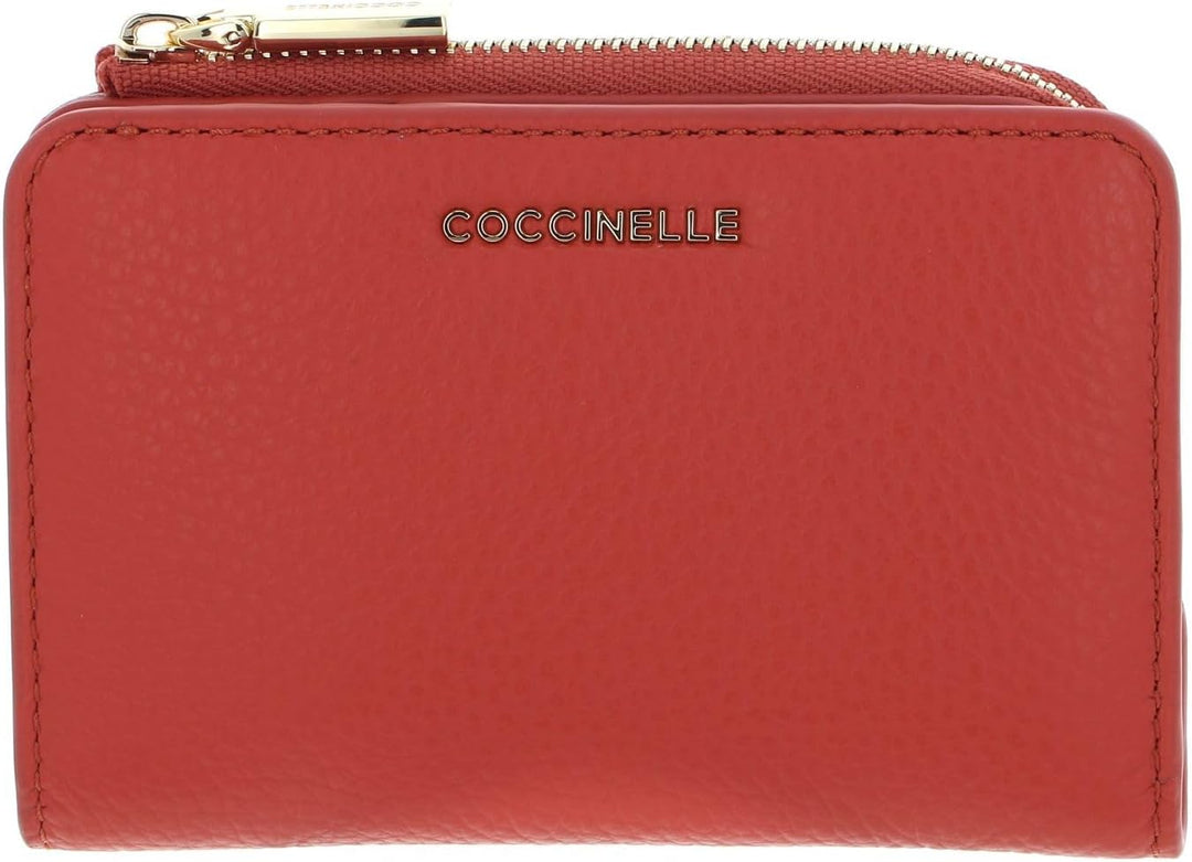 Coccinelle Leder Geldbörse Metallic Soft Wallet Grained Leather Grenadine Red hellrot Grenadine Red
