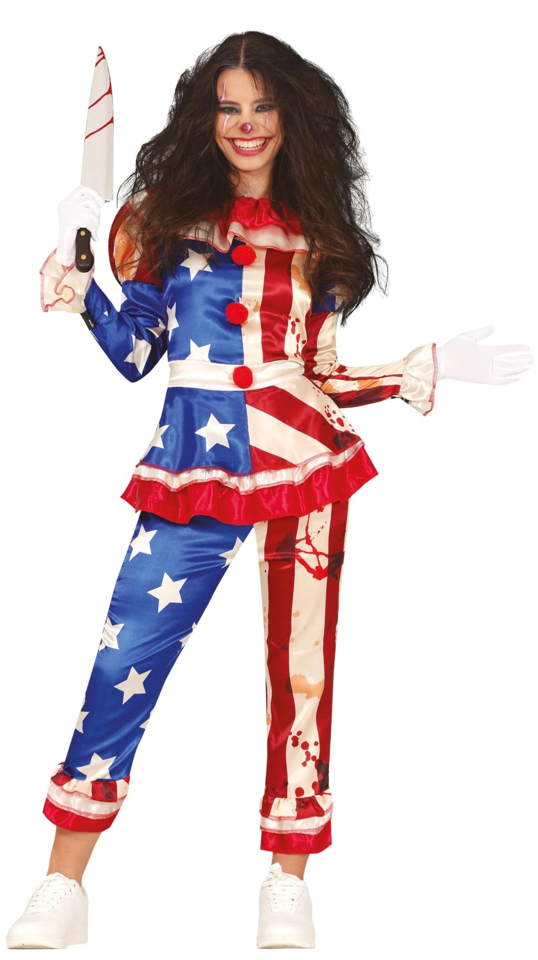 FIESTAS GUIRCA Böser Amerikanischer Clown Halloween Kostüm Damen – USA Horror Clown Halloween Kostüm