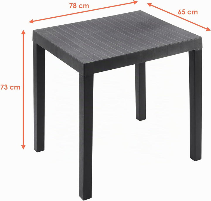 Spetebo Kunststoff Gartentisch rechteckig 78 x 65 cm - anthrazit - Campingtisch im klassischen Desig
