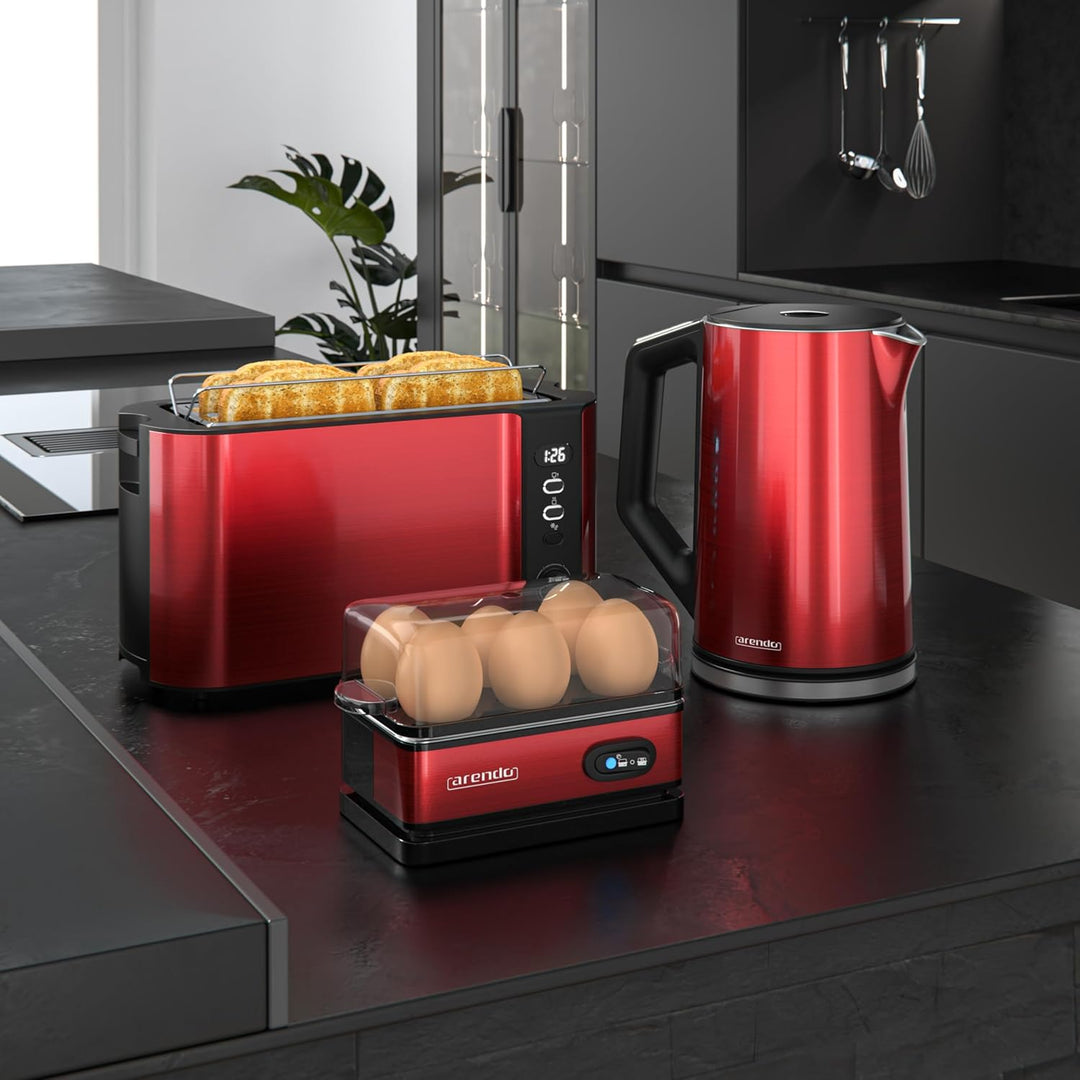 Arendo - Wasserkocher Toaster Eierkocher Set - Edelstahl Wasserkocher mit Temperatureinstellung - To