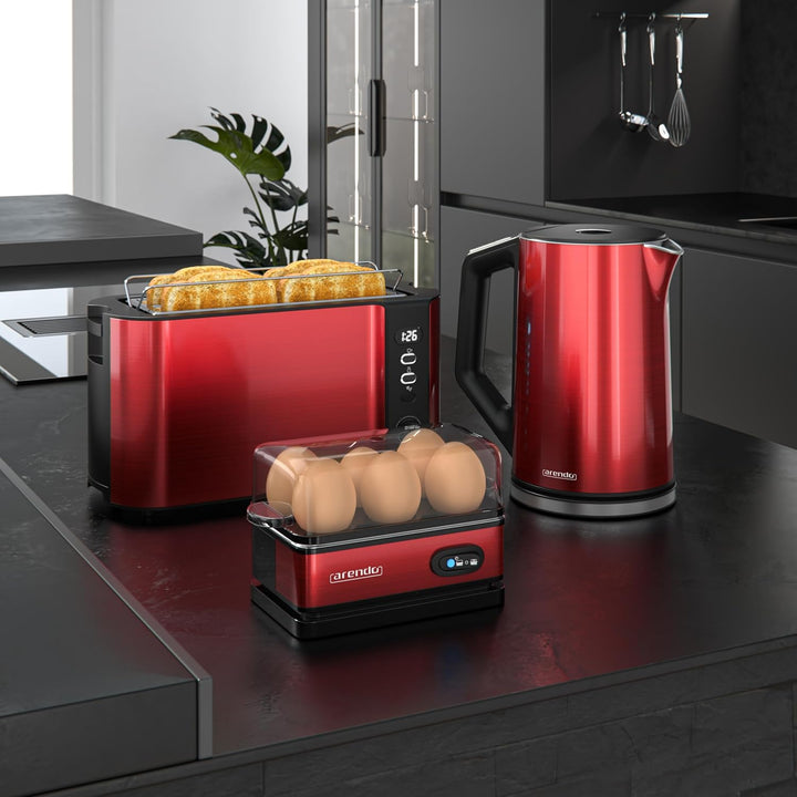 Arendo - Wasserkocher Toaster Eierkocher Set - Edelstahl Wasserkocher mit Temperatureinstellung - To