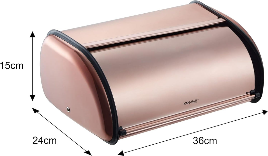 KING HOFF Brotkasten Brotbox Brotbehälter Brotdose aus Stahl (Rosegold), Rosegold