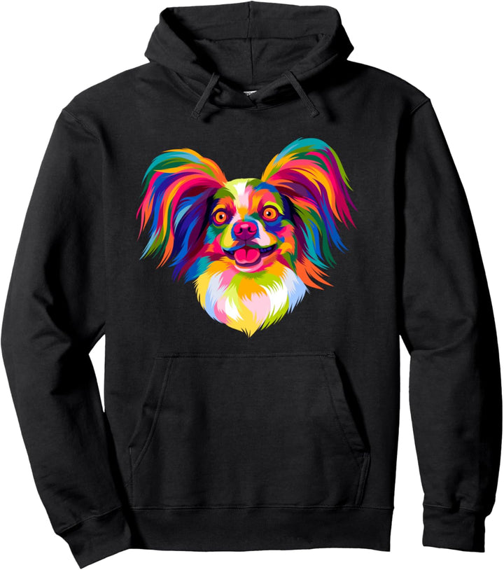 Pop Art Zwergspaniel Hund Frauen Männer Kinder Papillon Pullover Hoodie