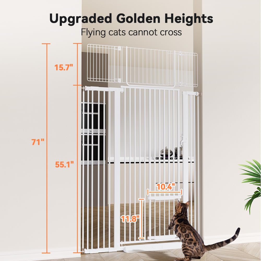 COMOMY 180 cm Extra Hoch Türgitter Katze/Hund, 75-110 cm Extra Breit Türschutzgitter mit Verstellbar