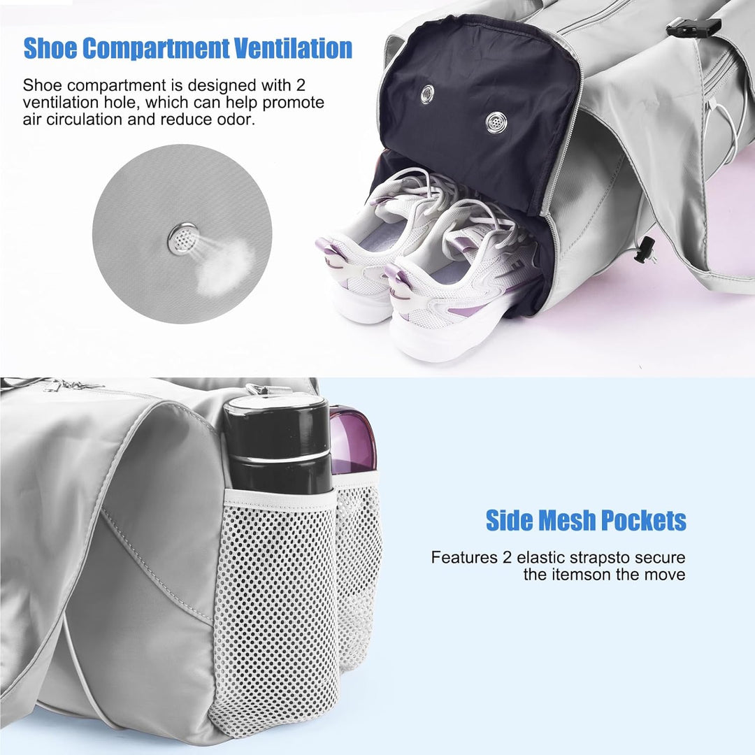Sporttasche für Damen Yogatasche mit Schuhfach & Nassfach Reisetasche Tragetasche für Yogamatten Fre