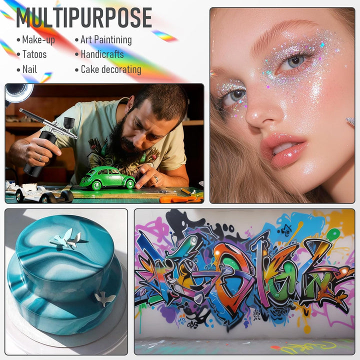 PHILORN Airbrush Set mit Kompressor, Tragbarer Kabelloser Airbrush für Friseure, Nail Art, Kuchenver