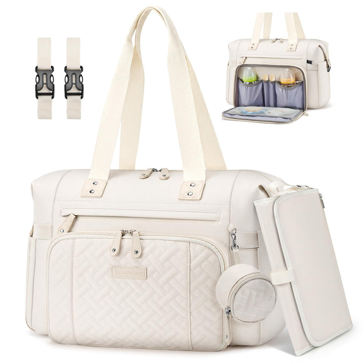 RAINSMORE Wickeltasche Kinderwagen mit Wickelunterlage und Schnullertasche | Gross Babytasche für Ma