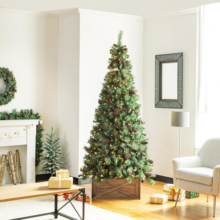 Weihnachtsbaum-Rock, faltbar, Holzbox, Weihnachtsbaumständer, Basisabdeckung, Kragen, Stamm, Korb, R
