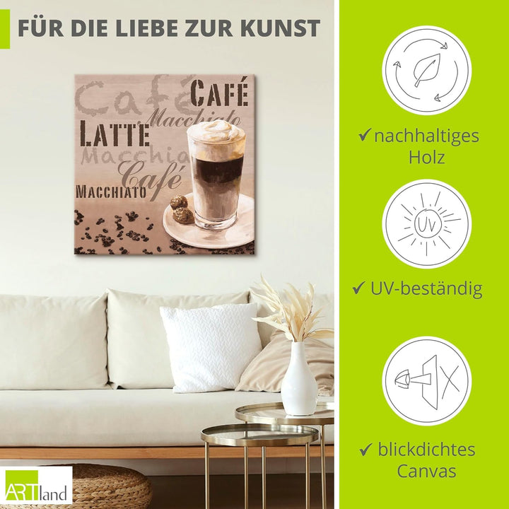 ARTland Leinwandbilder Wandbild Bild auf Leinwand 40 x 40 cm Ernährung Genuss Getränke Kaffee Mixed