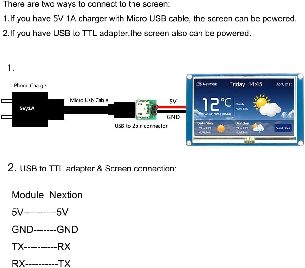 Aihasd English Nextion 2.4" TFT 320 x 240 Resistive Touch Screen UART HMI LCD Module Display Panel f