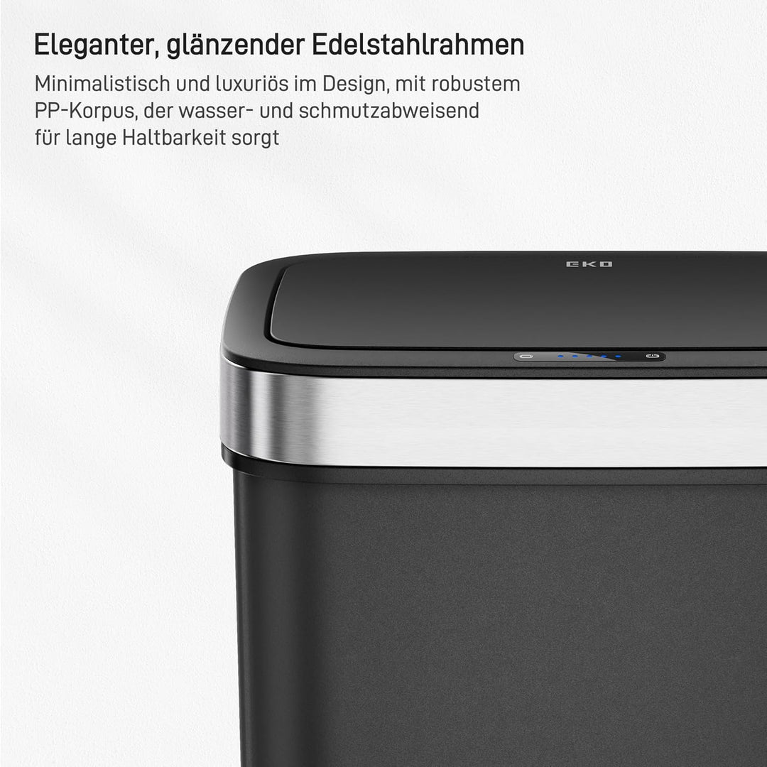 EKO Hana Deluxe 50L Mülleimer mit Sensor, Automatischer Mülleimer Küche, rechteckiger Bewegungssenso