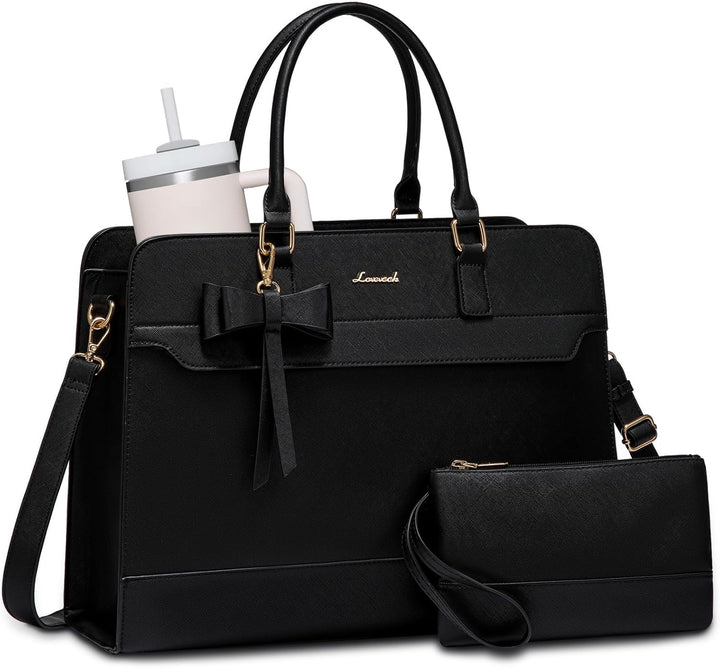LOVEVOOK Arbeitstasche Damen mit Isolierted Kühlfach, 15,6 Zoll Laptoptasche PU Leder Handtasche, Gr