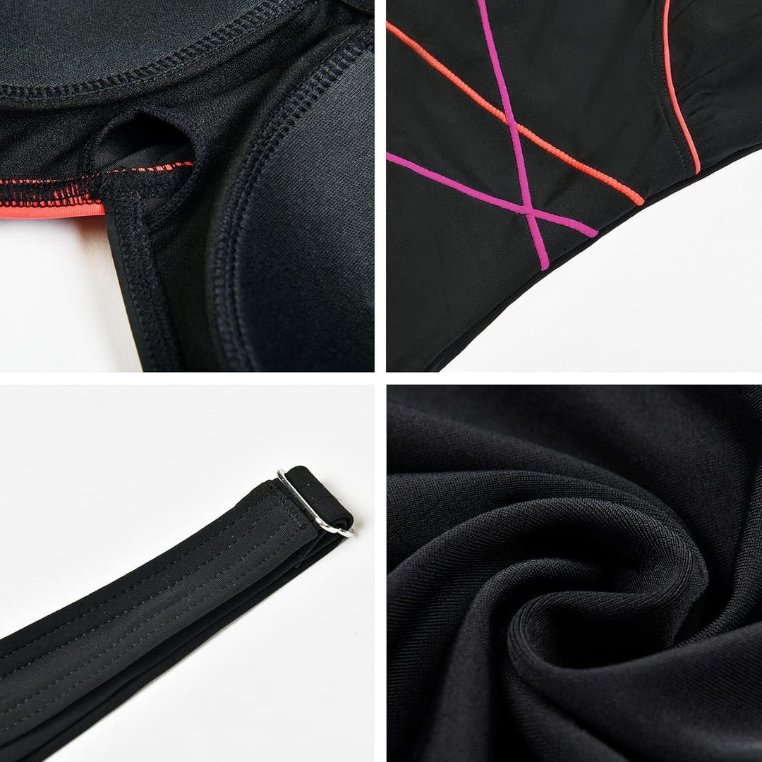 Veranobreeze Damen Sport Badeanzug Racerback Schwarz Sport Bademode 44 Rosa &amp; Orange, 44 Rosa &amp; Oran