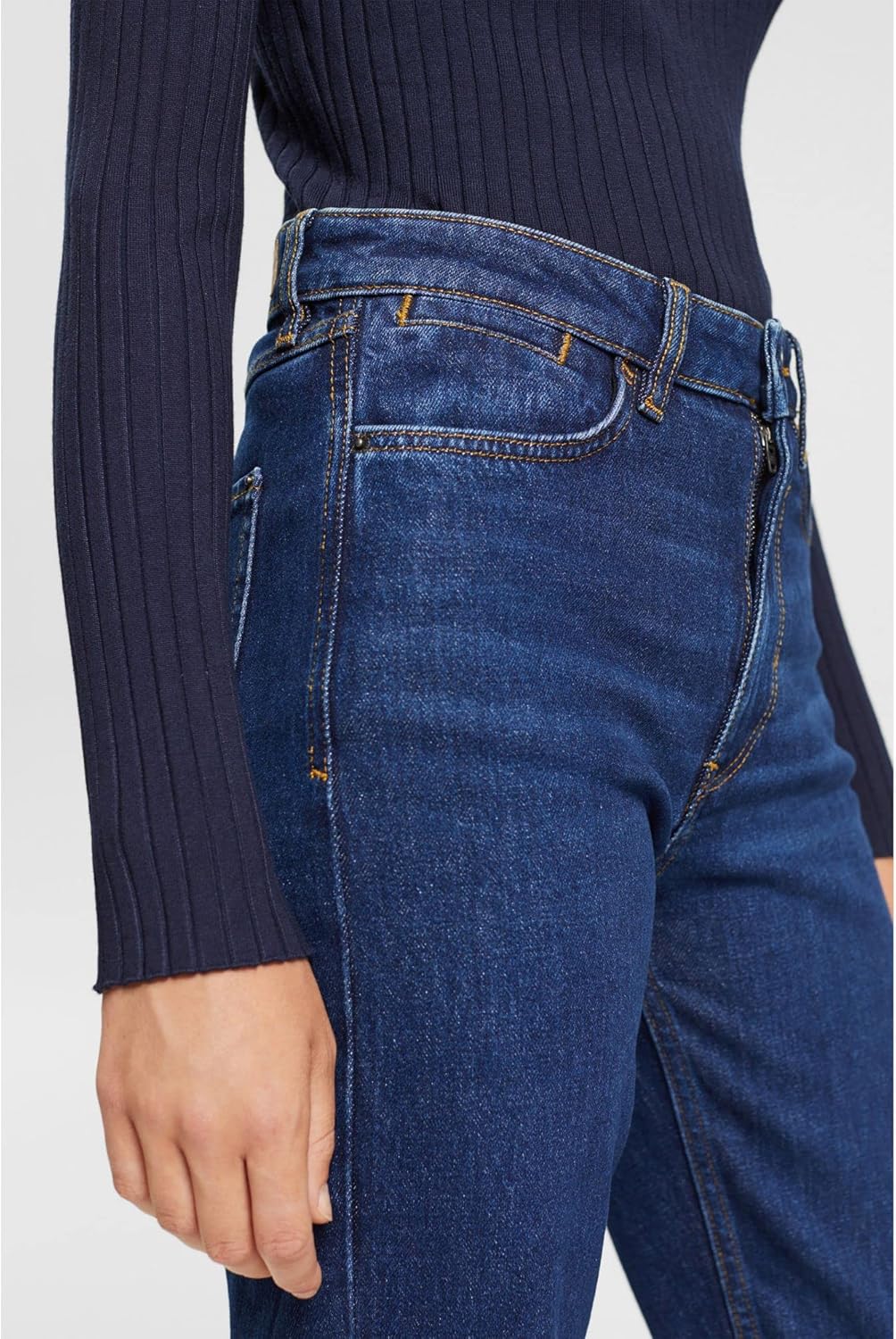 ESPRIT Jeans mit hohem Bund und geradem Beinverlauf 24 Blue Dark Washed, 24 Blue Dark Washed