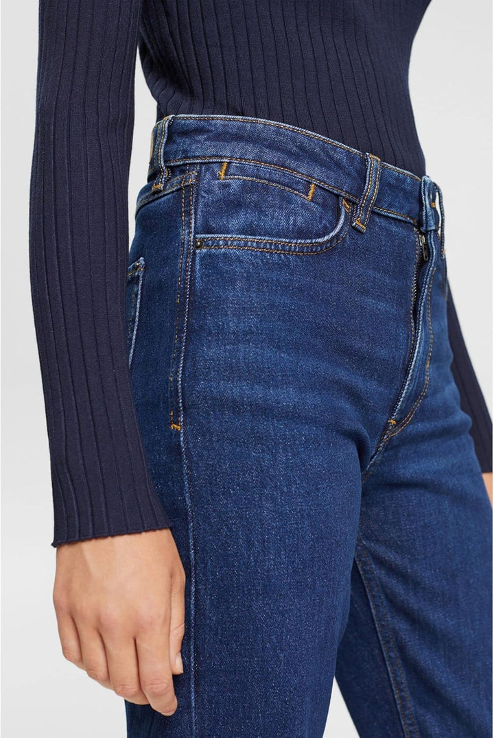 ESPRIT Jeans mit hohem Bund und geradem Beinverlauf 24 Blue Dark Washed, 24 Blue Dark Washed