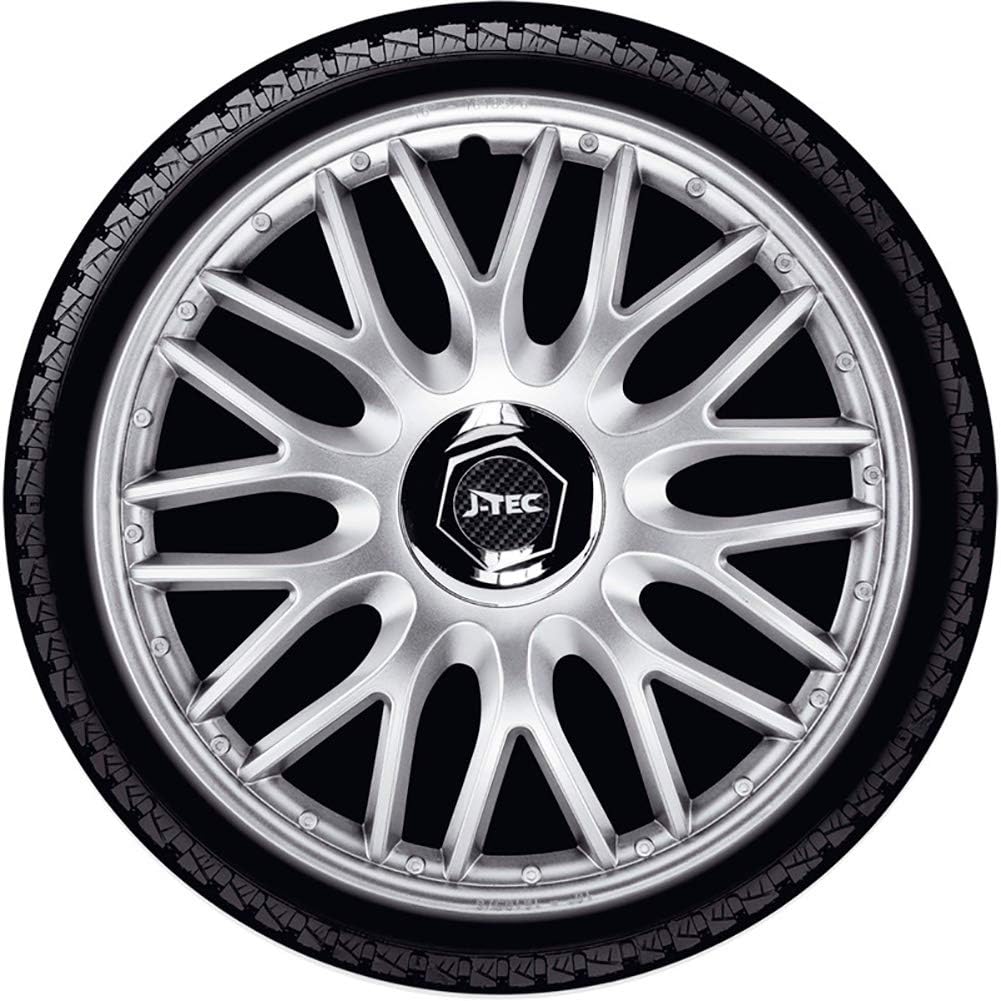Satz J-Tec Radzierblenden Orden R 13-Zoll Silber + Chrom Ringe 13-inch Silber + Chrom Ringe, 13-inch