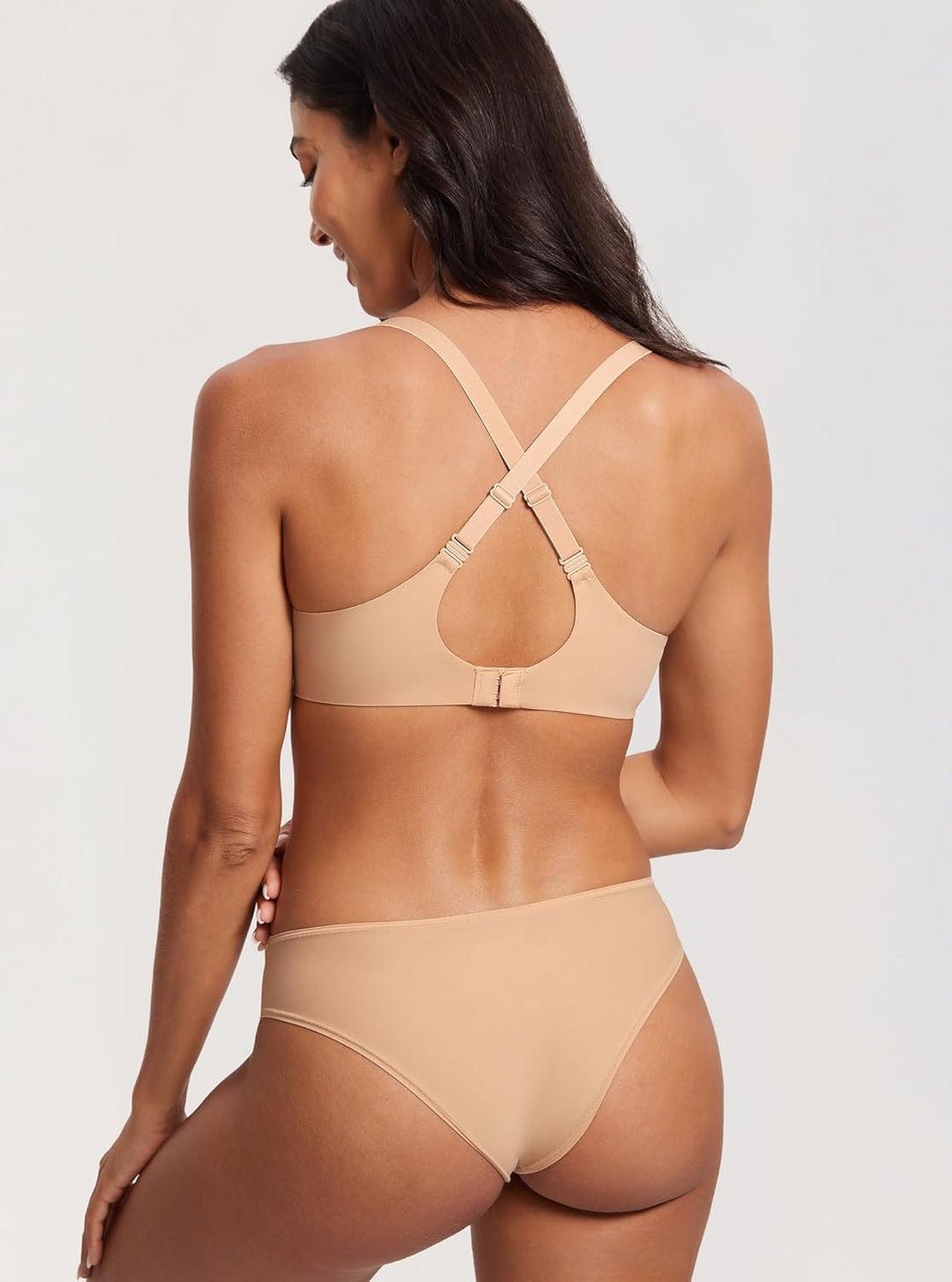 DOBREVA Damen Push Up Bügel BH Soft T Shirt BHS mit Licht Gepolstert Komfort Sexy 80E Warmes Beige,