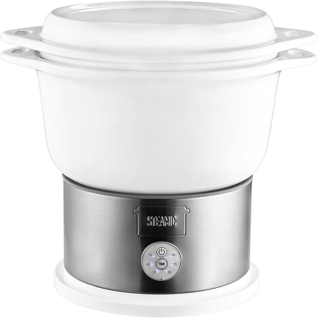 Team Kalorik elektrischer 4,5 l Keramik-Dampfgarer, 700 W, BPA-frei, Weiss/Silber, TKG DG