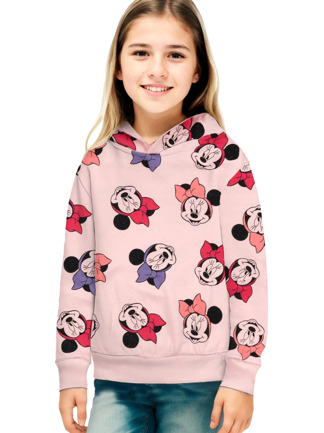 Disney Minnie Mouse Hoodie für Mädchen - Kinder Kapuzenpullover Pullover mit Kapuze Sweatshirt Rosa