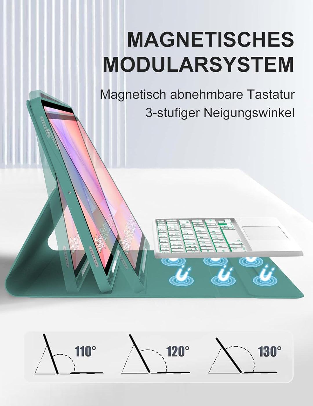 JADEMALL Hülle mit Touchpad & RGB-Tastatur für Samsung Galaxy Tab S10 Lite/S10 FE/S9 FE 10,9" & S9 1