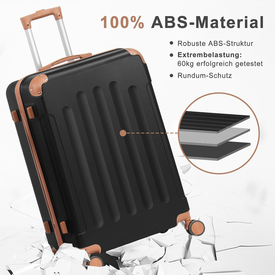 LALAHO Kofferset 4 teilig Hartschale, Koffer Set aus ABS, Reisekoffer mit Rollen Gross, Hartschalenk