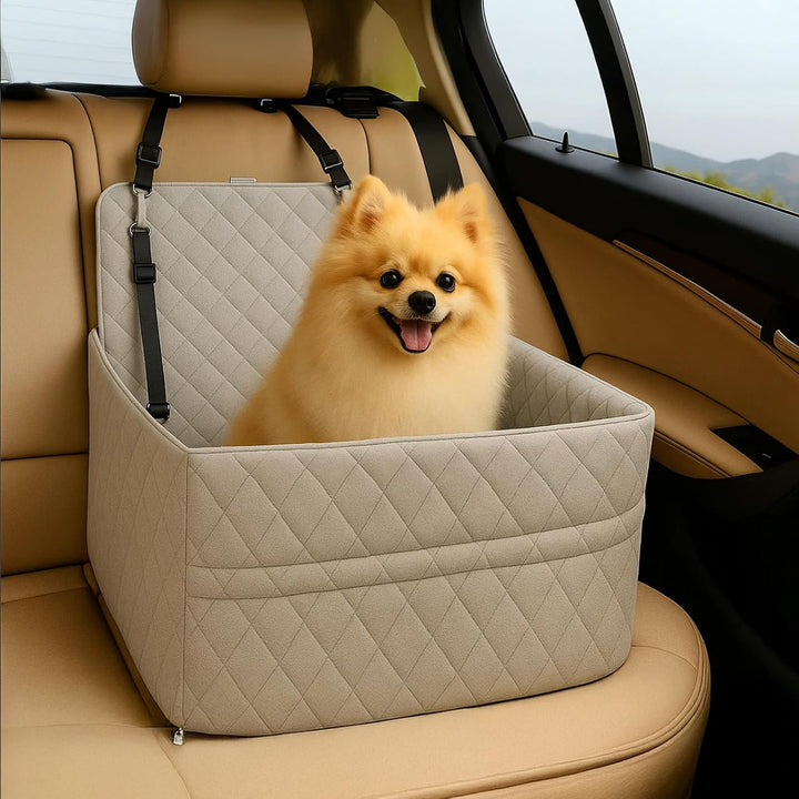 Hunde Autositz für kleine &amp; mittelgrosse bis 25kg mit Sicherheitsleine &amp; Aufbewahrungstaschen abnehm