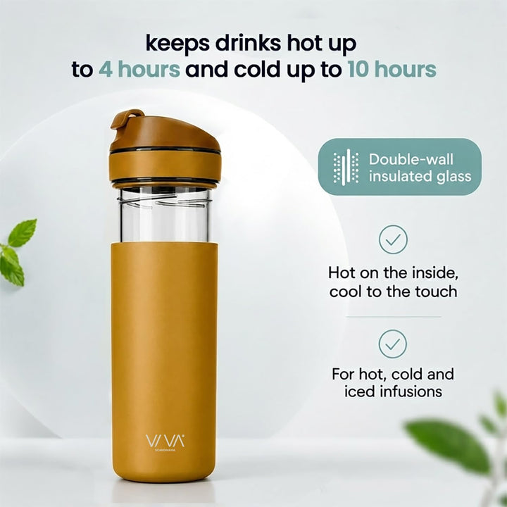 VIVA Recharge Pro Thermobecher, auslaufsicher, Kaffee &amp; Tee, 460 ml, Gelb | Doppelwandig isolierter
