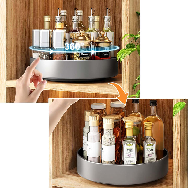 Küche Organizer Drehteller aus Kohlenstoffstahl, 26cm Schwarz Küchenschrank Drehteller Organizer, Gr