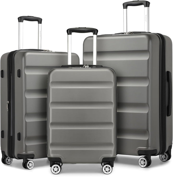 KONO Koffer Trolley Kofferset 3 Teilig Erweiterbarer Leichte Hartschalenkoffer aus ABS+PC Reisekoffe