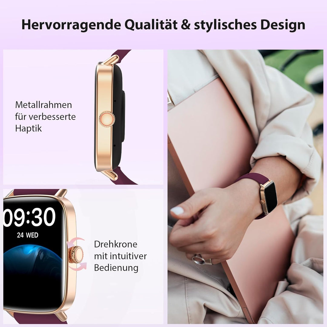 Yoever Smartwatch Herren Damen mit Telefonfunktion - 1.85" Fitnessuhr Herren mit Herzfrequenz SpO2 S
