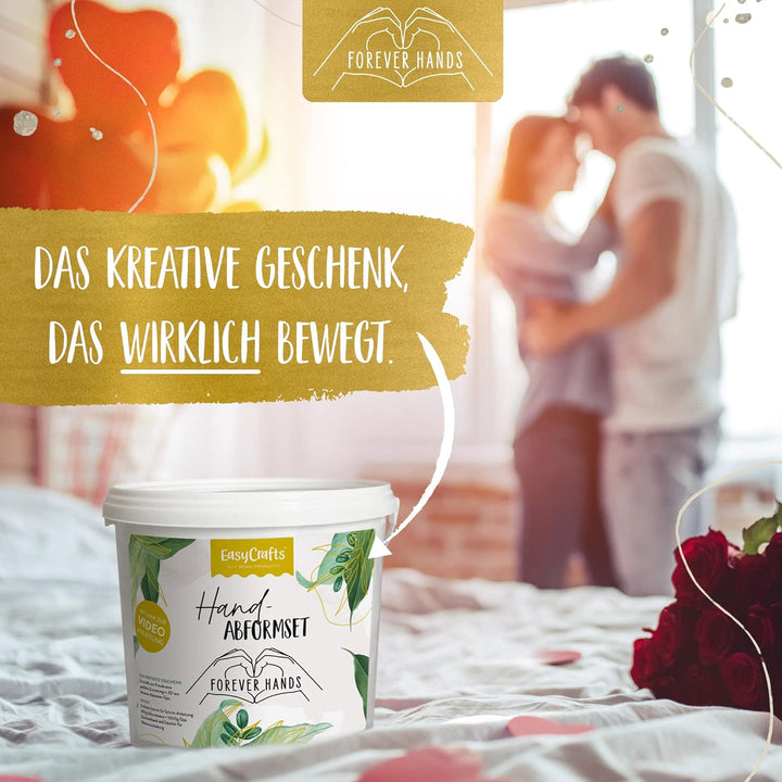 EasyCrafts Handabdruck Set für Paare - DIY Handabdruck-Set - 3D Hände-Gipsabdruck für Paare - kreati