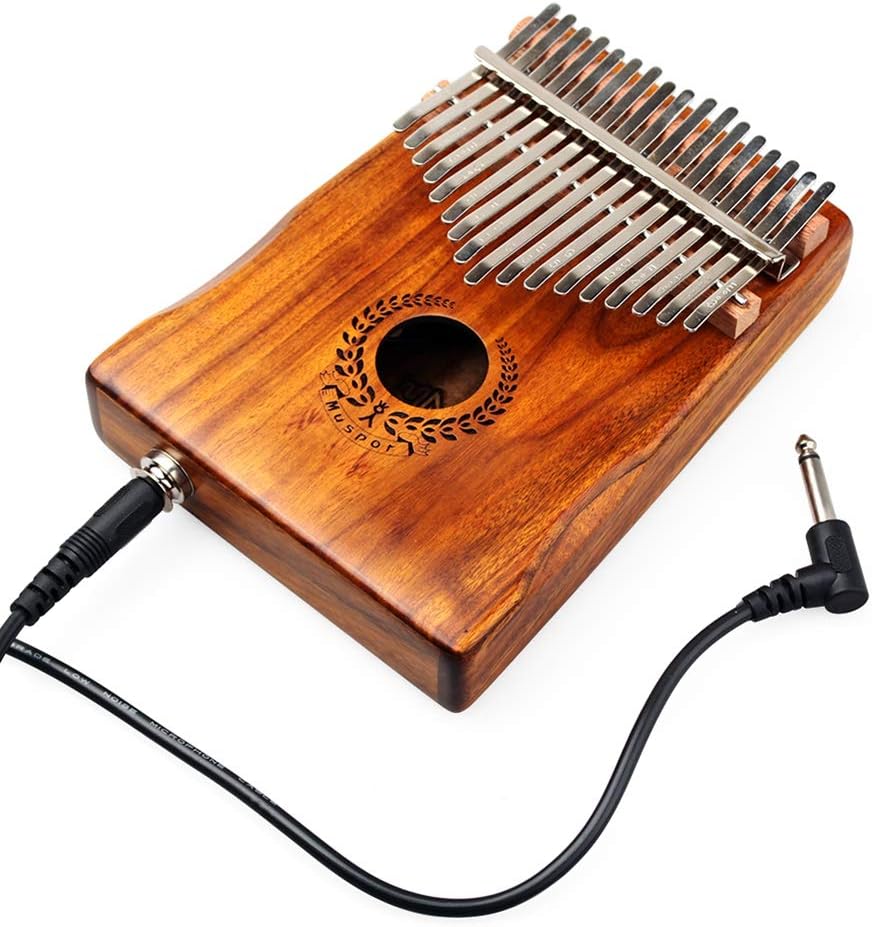 Alnicov Acacia EQ Kalimba mit 17 Tasten, elektrischer Finger-Daumen-Klavier Eingebauter Tonabnehmer