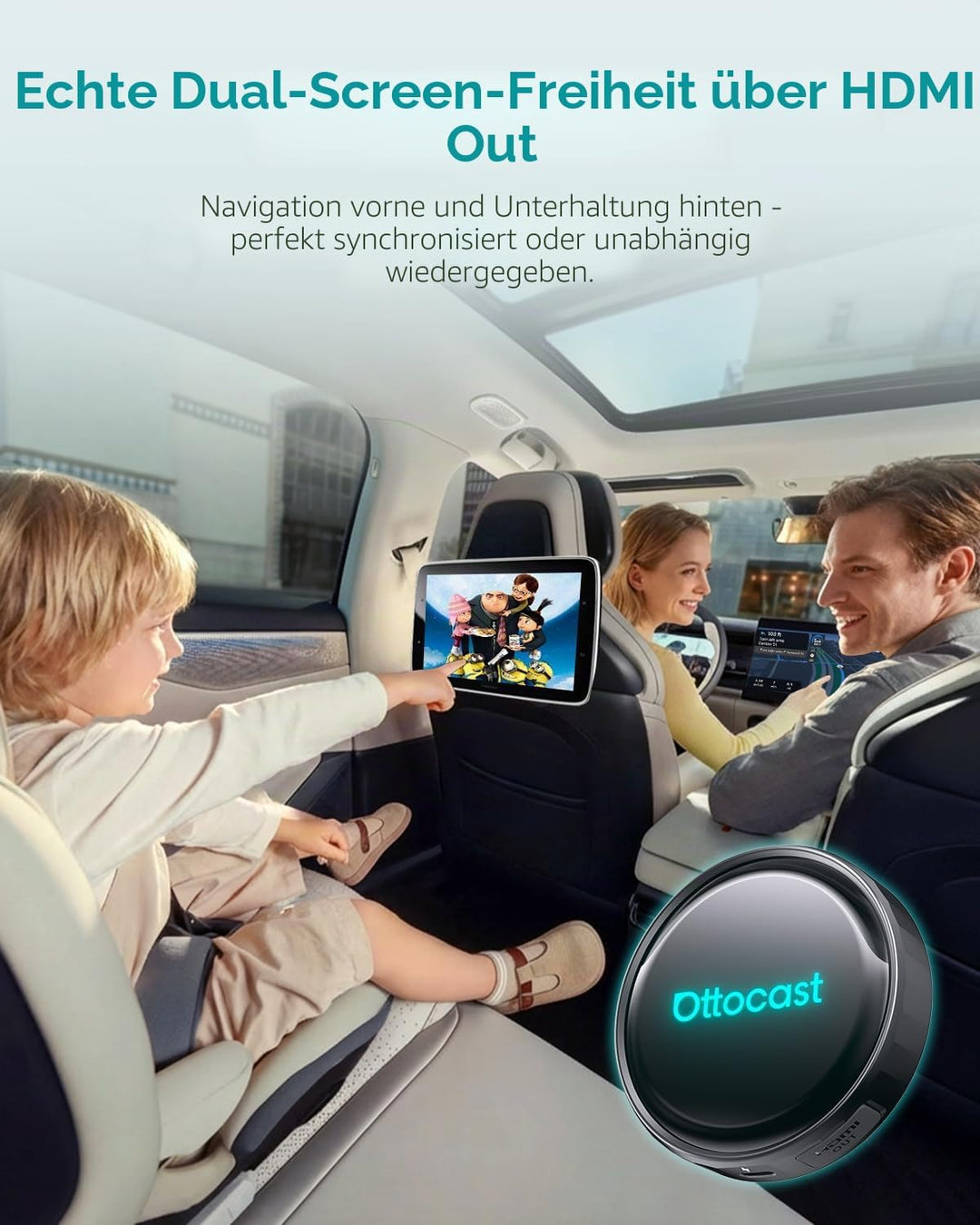 (2026 Neu) OTTOCAST P3 Pro CarPlay AI Box mit Fernbedienung, 3-in-1 Wireless CarPlay & Android Auto
