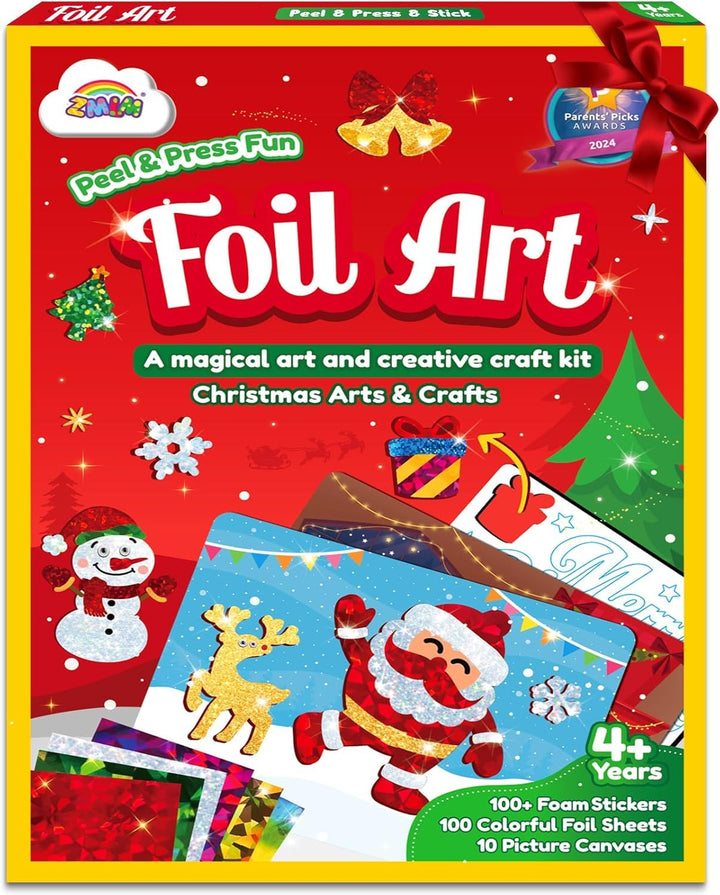 ZMLM Kunst Bastelaktivität Kinder, Weihnachtstag Aufkleber Folienspass Bastelkoffer Färben Kunstmale