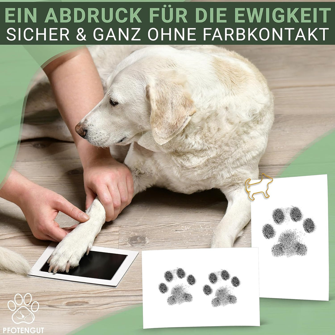 PFOTENGUT® XXL Pfotenabdruck Set inkl. 3 Stempelkissen und 6 Druckkarten - Hochwertiges Pfotenabdruc