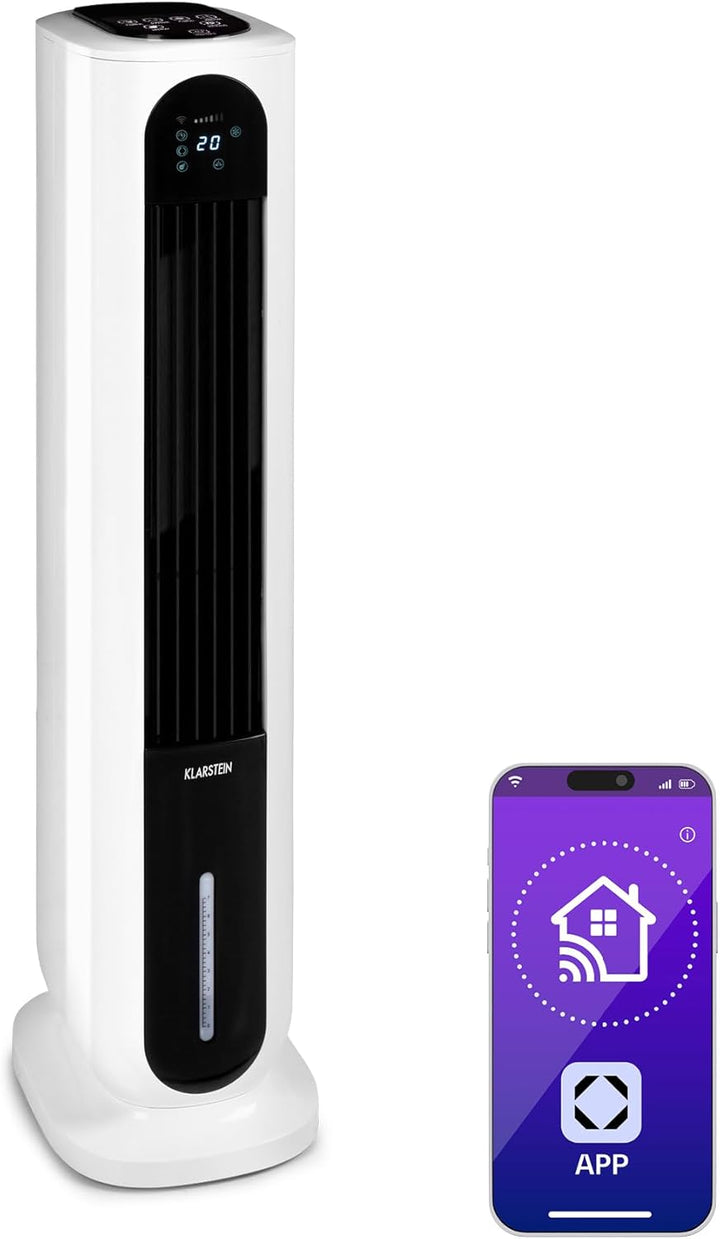 Klarstein Polar Tower Smart – Luftreiniger, Ionisator, WLAN: App-Steuerung, 85 W, 3306 m³/h, 4 Gesch