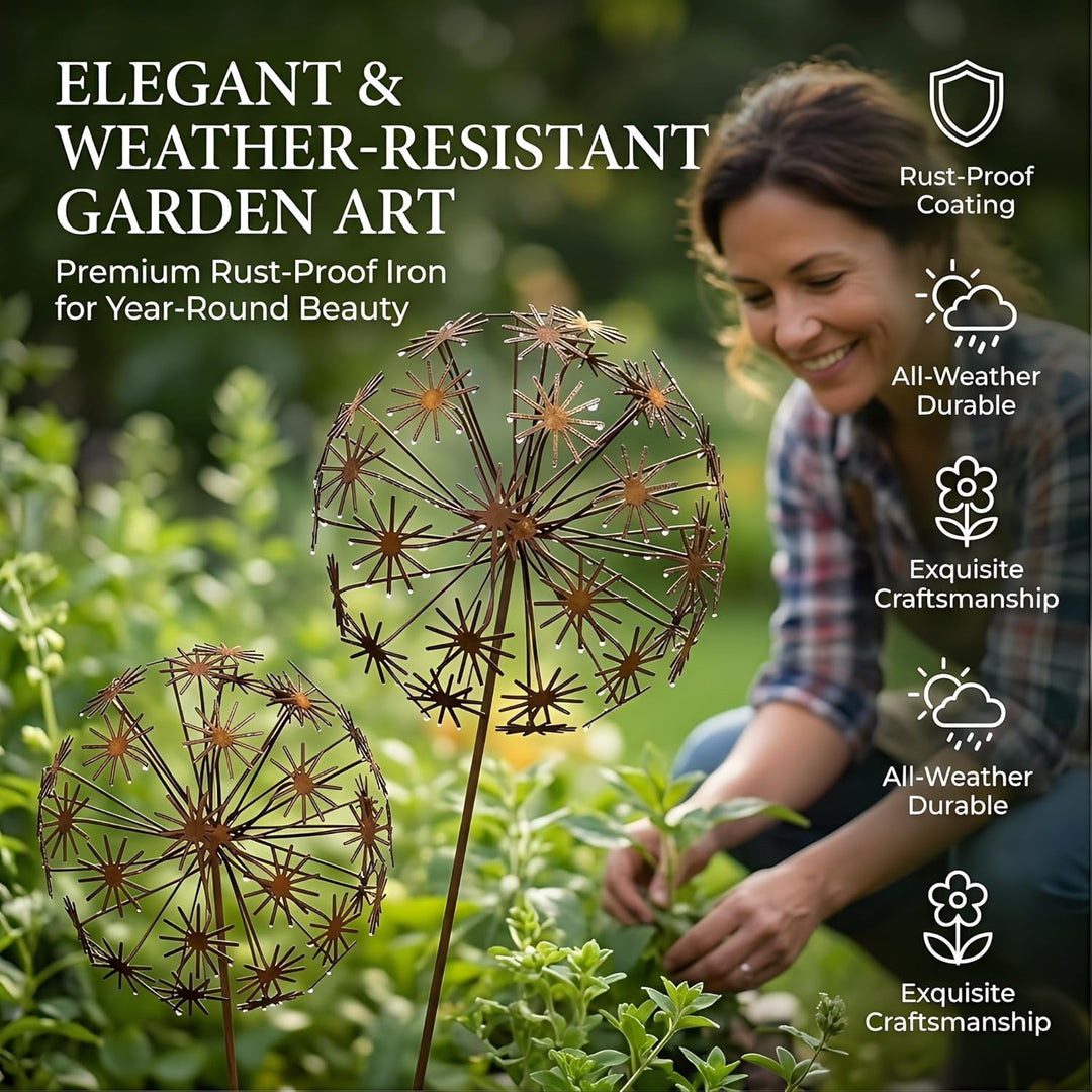 Gartendeko 2er Set Rost Deko für Garten Cortenstahl Gartenstecker Metall Blume Mohn Rostige Gartende