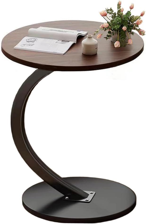ZOYIZEN Beistelltisch Holz, Couchtisch Holz, Couchtisch Rund, Kleiner Beistelltisch C Form, Tischpla