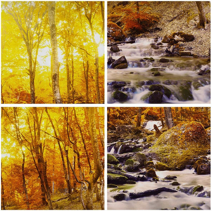 Bilder auf Leinwand Berge Bach Wasser Leinwandbild mit Rahmen 70x50cm Wandbilder Dekoration Wohnzimm