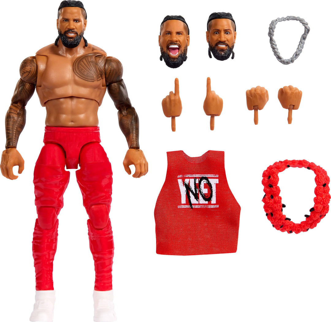 Mattel WWE Ultimate Edition Actionfigur & Zubehör-Set, Jimmy USO 15,2 cm Sammlerstück, austauschbare